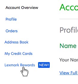 Select Lexmark Rewards within left-hand links