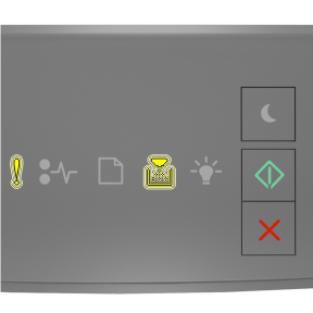 Printer control panel light sequence for Imaging unit very low [84.xy]