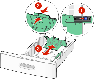picture showing locking and squeezing the paper guide tabs