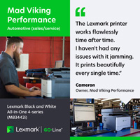 Blue-collar professional using Lexmark GO Line printer
