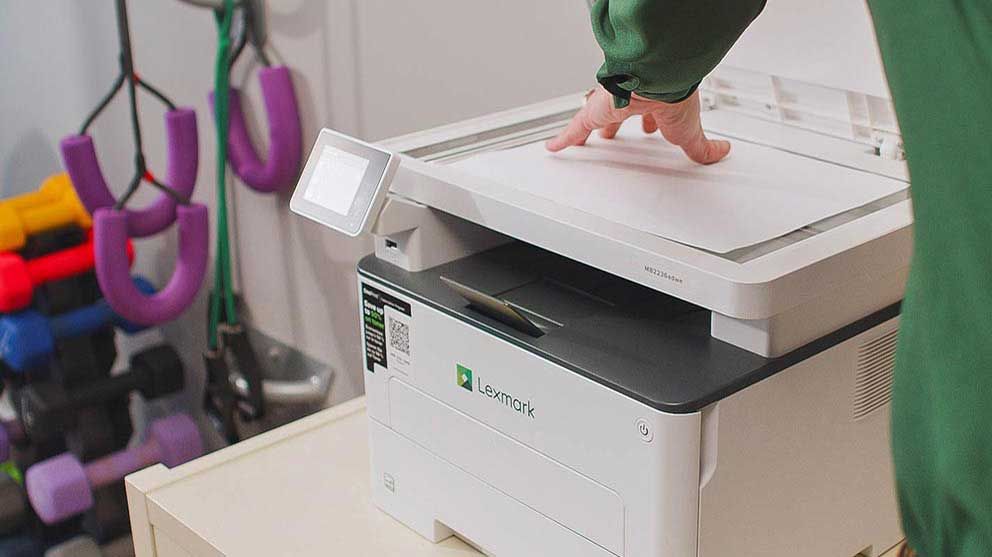 Lexmark Black and White All-in-One 3-series (MB2236i) printer in a veteran owned small business healthcare clinic.