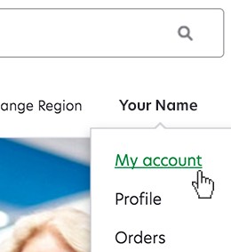 Select my account in account settings