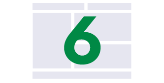 Graphic consists of a table with 6 empty cells, and the number 6 overlay.